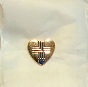 Service Pin 10k Gold & Sapphire  Pin. Vintage Award Cardiac Pin 10K
